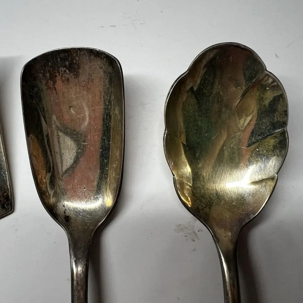 Vintage Meriden Silver Plate Co Serving Flatware Lot 4pc Slotted Spoon Server